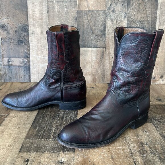 Lucchese Classics P0374 Black Cherry Roper Western Cowboy Boots Mens 10.5 EE - Picture 11 of 12